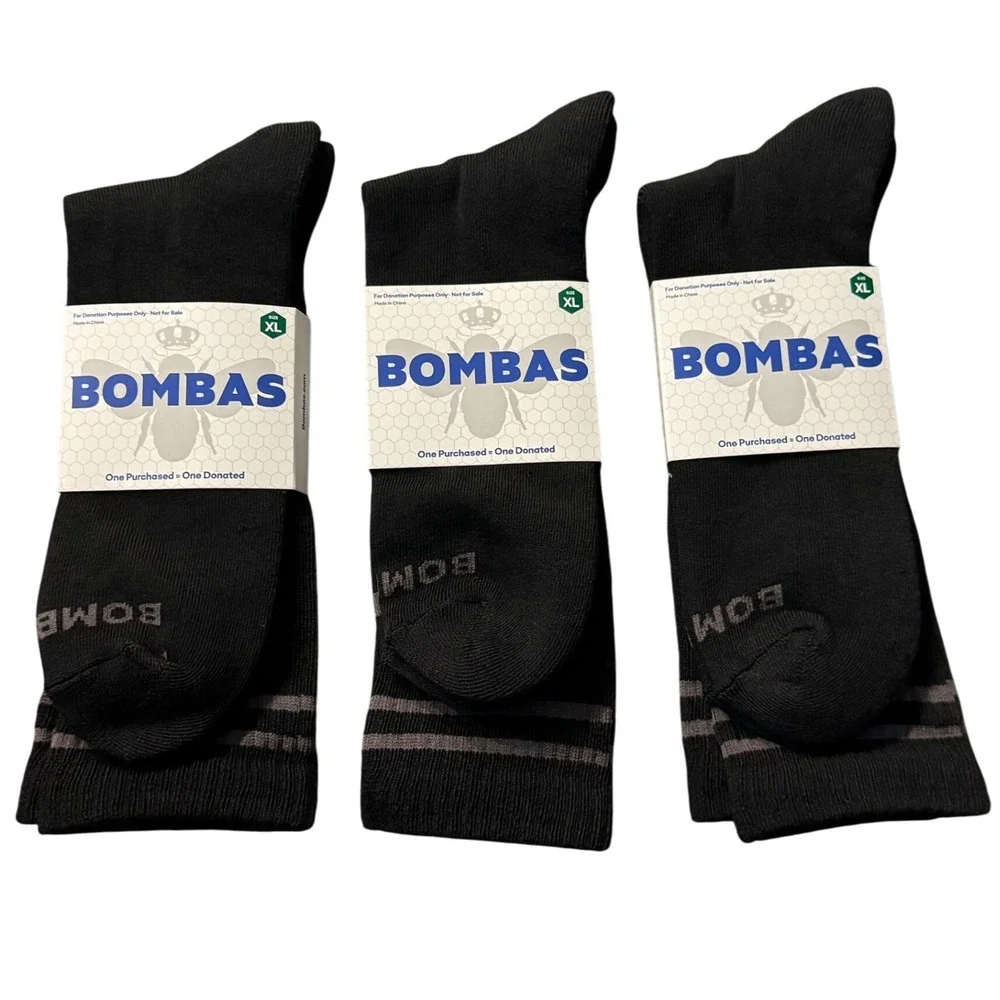 Bombas Men's Black XL‎ Socks Crew Performance Dress Socks 3 Pairs